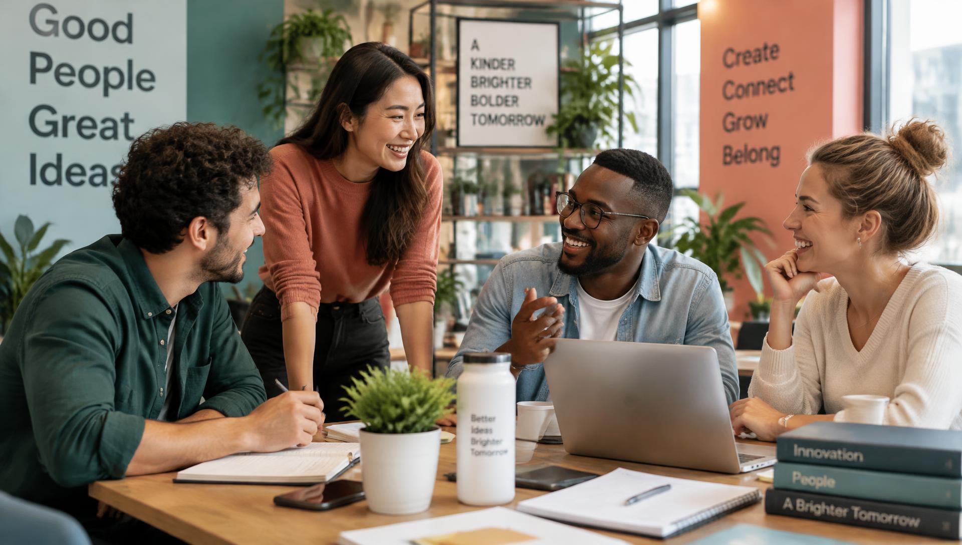 Small team of entrepreneurs collaborating